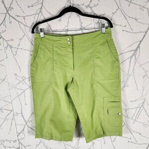 Coldwater Creek Green Cotton Blend Cargo Style Shorts